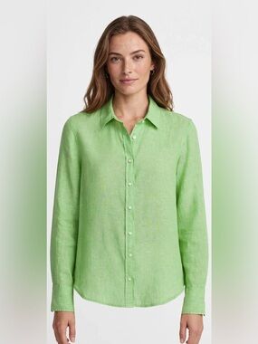 J. Crew Lime Green Linen Button-Down Shirt